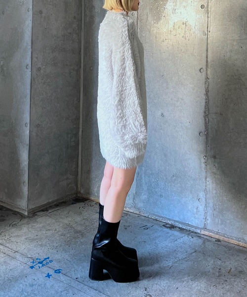 PAGEBOY（ページボーイ）の「フェザーニットミニワンピース（ワンピース・レディース・ライトグレー/ブラック・FREE）」の15枚目の写真