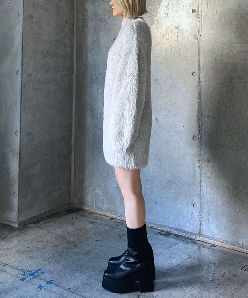 PAGEBOY（ページボーイ）の「フェザーニットミニワンピース（ワンピース・レディース・ライトグレー/ブラック・FREE）」の17枚目の写真