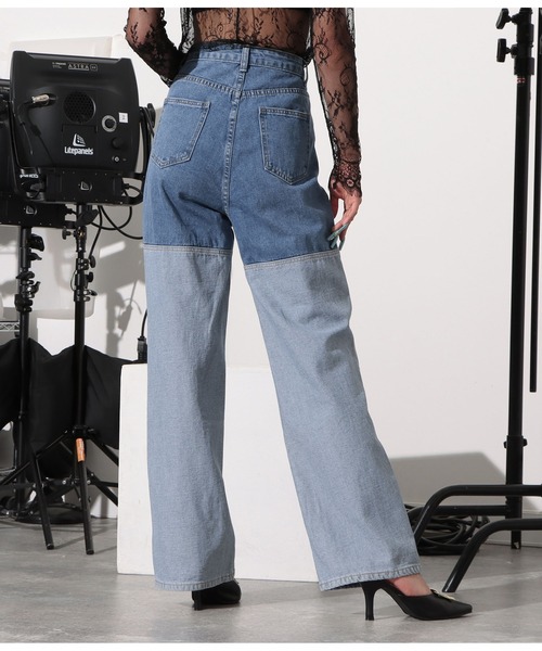 LATINA（ラティーナ）の「バイカラーデニムワイドパンツ（デニムパンツ・レディース・ブルー・S/M）」の3枚目の写真