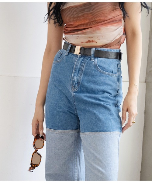 LATINA（ラティーナ）の「バイカラーデニムワイドパンツ（デニムパンツ・レディース・ブルー・S/M）」の9枚目の写真