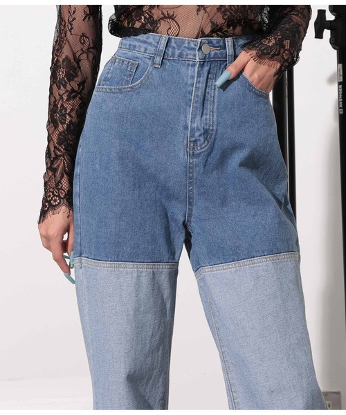 LATINA（ラティーナ）の「バイカラーデニムワイドパンツ（デニムパンツ・レディース・ブルー・S/M）」の8枚目の写真