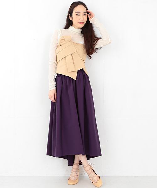 Ray BEAMS（レイビームス）の「RBS / ロングテール ギャザースカート（スカート・レディース・オリーブ/パープル・0/1）」の9枚目の写真