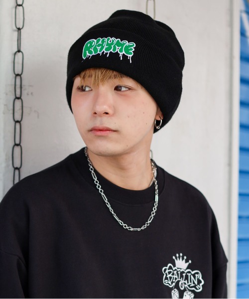 SPINNS（スピンズ）の「RHYMEデザイン アクリルニットキャップ（ニットキャップ/ビーニー・メンズ・ブラウン/ブラック/グリーン・ONESIZE）」の2枚目の写真