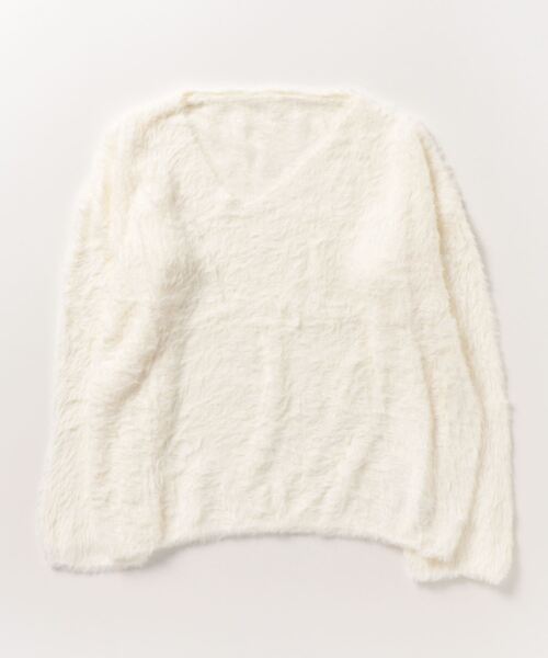 Dream garden（ドリームガーデン）の「Vネック フェザーヤーン ニット プルオーバー（ニット/セーター・レディース・ブラック/ピンク/ブルー/ホワイト・FREE）」の11枚目の写真