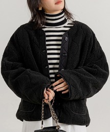 DAY CLOSET | レディース ノーカラーヒョウタンキルティングボアブルゾン(ブルゾン)