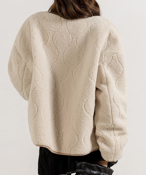 DAY CLOSET(デイ クローゼット)の「【おうちで洗える/ミドル丈】長袖ノーカラーヒョウタンボアキルティングブルゾン レディース(ブルゾン・レディース・ブラック/モカ/アイボリー・FREE)」の9枚目の写真