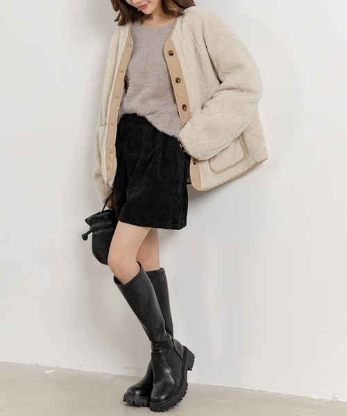 DAY CLOSET(デイ クローゼット)の「【おうちで洗える/ミドル丈】長袖ノーカラーヒョウタンボアキルティングブルゾン レディース(ブルゾン・レディース・ブラック/モカ/アイボリー・FREE)」の10枚目の写真