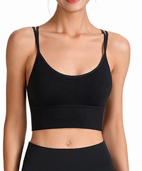 HYSSHOP（エイチワイエスショップ）の「レディース バッククロスアンダーリブビスチェ風ヨガウェアピラティストップス カップ付き ブラトップ[トレーニングウェア/ジムウェア/ピラティスウェア]（スポーツブラ・レディース・ホワイト/グリーン/チョコ/グレー/パープル/ブラック/ネイビー・L/M/XL/S）」の10枚目の写真