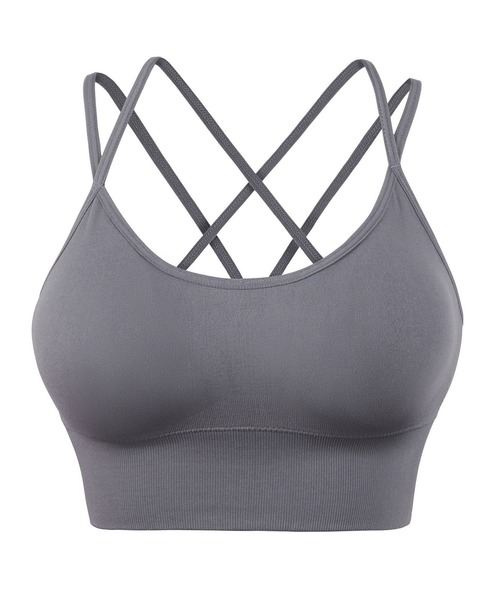 HYSSHOP（エイチワイエスショップ）の「レディース バッククロスアンダーリブビスチェ風ヨガウェアピラティストップス カップ付き ブラトップ[トレーニングウェア/ジムウェア/ピラティスウェア]（スポーツブラ・レディース・ホワイト/グリーン/チョコ/グレー/パープル/ブラック/ネイビー・L/M/XL/S）」の12枚目の写真