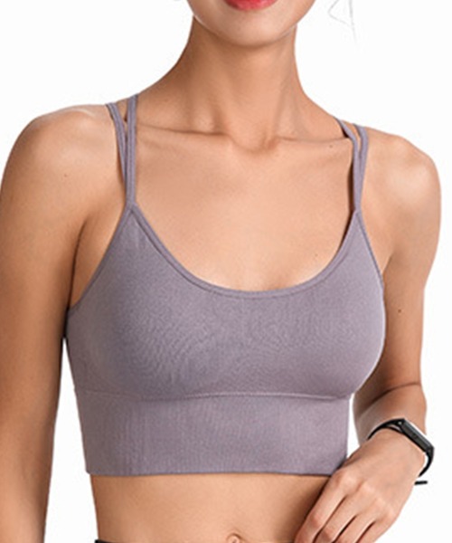 HYSSHOP（エイチワイエスショップ）の「レディース バッククロスアンダーリブビスチェ風ヨガウェアピラティストップス カップ付き ブラトップ[トレーニングウェア/ジムウェア/ピラティスウェア]（スポーツブラ・レディース・ホワイト/グリーン/チョコ/グレー/パープル/ブラック/ネイビー・L/M/XL/S）」の20枚目の写真