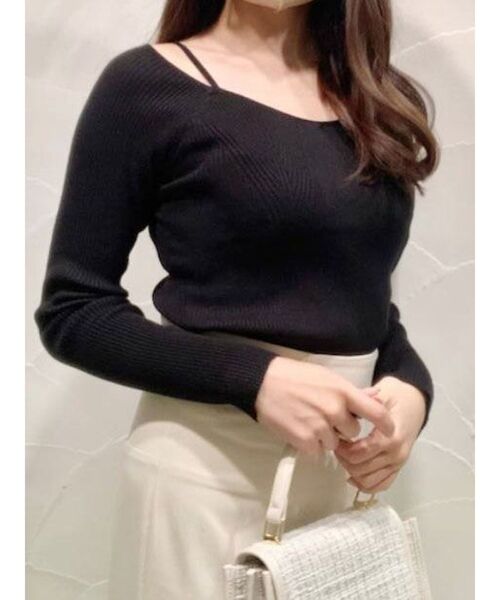 MERCURYDUO（マーキュリーデュオ）の「2WAYナローストラップリブニット（ニット/セーター・レディース・オフホワイト/ライトブルー/ブラック/ラベンダー/ライム・FREE）」の3枚目の写真