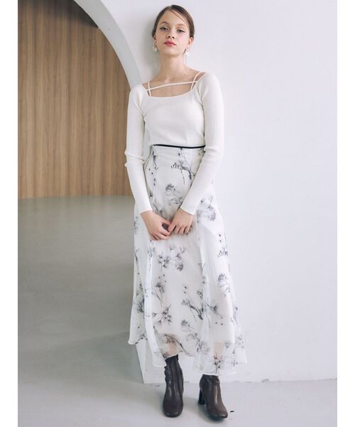 MERCURYDUO（マーキュリーデュオ）の「2WAYナローストラップリブニット（ニット/セーター・レディース・オフホワイト/ライトブルー/ブラック/ラベンダー/ライム・FREE）」の7枚目の写真