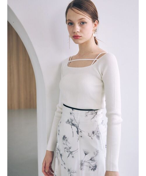 MERCURYDUO（マーキュリーデュオ）の「2WAYナローストラップリブニット（ニット/セーター・レディース・オフホワイト/ライトブルー/ブラック/ラベンダー/ライム・FREE）」の8枚目の写真