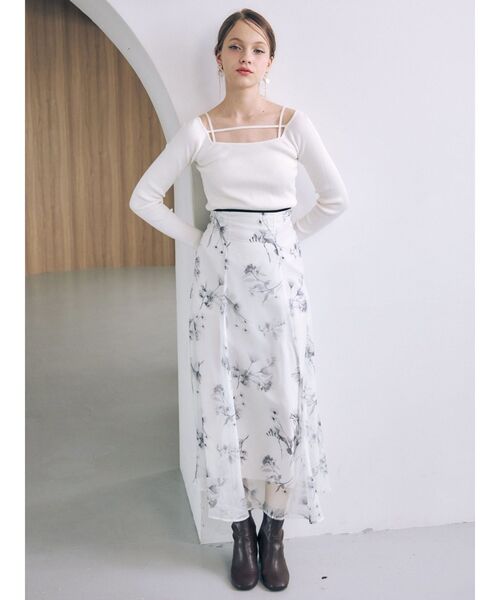 MERCURYDUO（マーキュリーデュオ）の「2WAYナローストラップリブニット（ニット/セーター・レディース・オフホワイト/ライトブルー/ブラック/ラベンダー/ライム・FREE）」の9枚目の写真