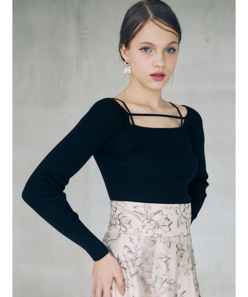 MERCURYDUO（マーキュリーデュオ）の「2WAYナローストラップリブニット（ニット/セーター・レディース・オフホワイト/ライトブルー/ブラック/ラベンダー/ライム・FREE）」の16枚目の写真