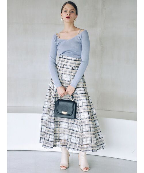 MERCURYDUO（マーキュリーデュオ）の「2WAYナローストラップリブニット（ニット/セーター・レディース・オフホワイト/ライトブルー/ブラック/ラベンダー/ライム・FREE）」の19枚目の写真