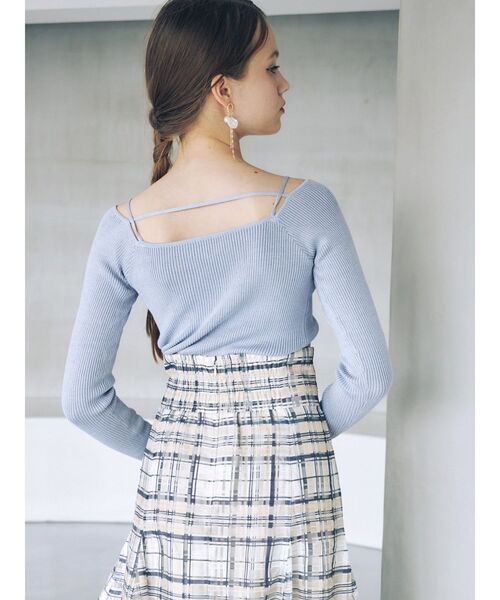 MERCURYDUO（マーキュリーデュオ）の「2WAYナローストラップリブニット（ニット/セーター・レディース・オフホワイト/ライトブルー/ブラック/ラベンダー/ライム・FREE）」の22枚目の写真