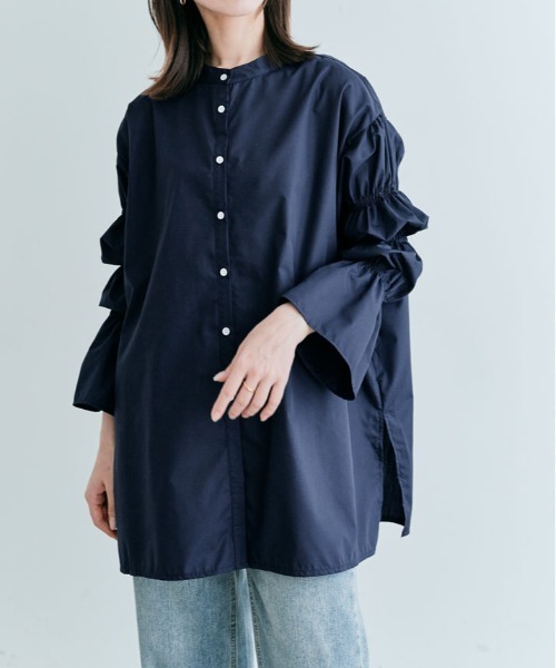 kirakiraShop(キラキラショップ)の「キャンディー スリーブ チュニック ブラウス(シャツ/ブラウス・レディース・ホワイト/ベージュ/ブラック/ライトグレー/スカイブルー/ネイビー/ピンクベージュ/ブラウン・FREE)」の7枚目の写真