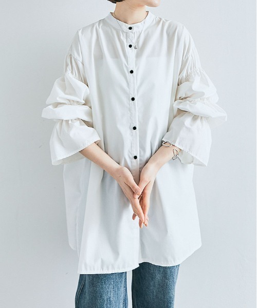 kirakiraShop(キラキラショップ)の「キャンディー スリーブ チュニック ブラウス(シャツ/ブラウス・レディース・ホワイト/ベージュ/ブラック/ライトグレー/スカイブルー/ネイビー/ピンクベージュ/ブラウン・FREE)」の18枚目の写真