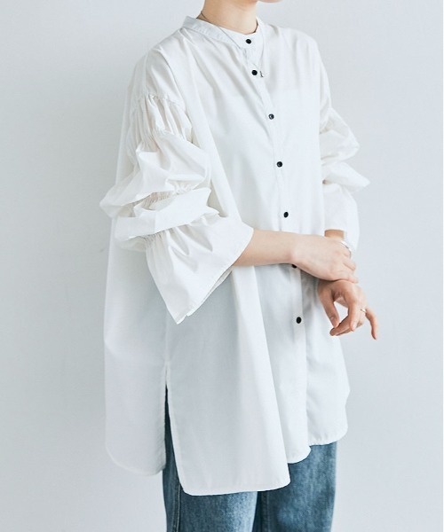 kirakiraShop(キラキラショップ)の「キャンディー スリーブ チュニック ブラウス(シャツ/ブラウス・レディース・ホワイト/ベージュ/ブラック/ライトグレー/スカイブルー/ネイビー/ピンクベージュ/ブラウン・FREE)」の19枚目の写真