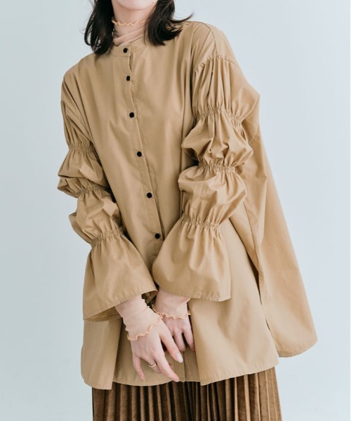 kirakiraShop(キラキラショップ)の「キャンディー スリーブ チュニック ブラウス(シャツ/ブラウス・レディース・ホワイト/ベージュ/ブラック/ライトグレー/スカイブルー/ネイビー/ピンクベージュ/ブラウン・FREE)」の11枚目の写真