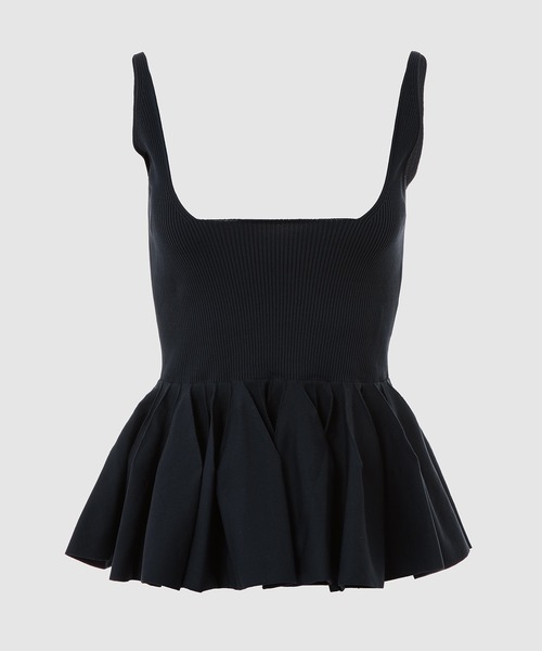 TAN（タン）の「RUFFLE KNITTED CAMISOLE（キャミソール・レディース・オフホワイト/サーモンピンク/ダークネイビー・FREE）」の2枚目の写真