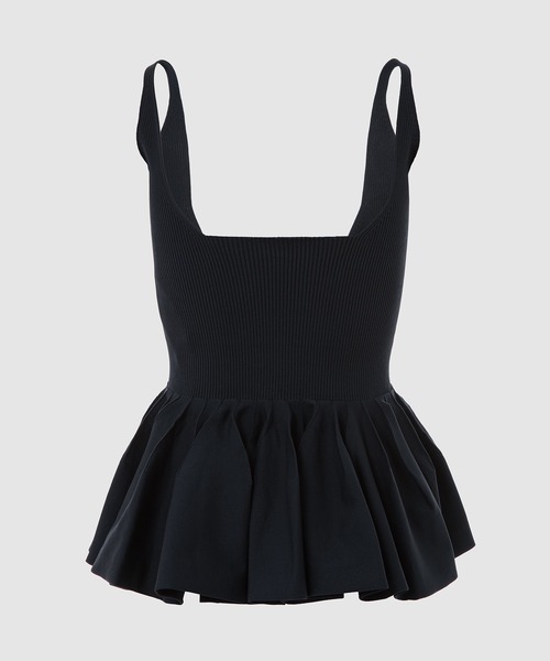 TAN（タン）の「RUFFLE KNITTED CAMISOLE（キャミソール・レディース・オフホワイト/サーモンピンク/ダークネイビー・FREE）」の5枚目の写真