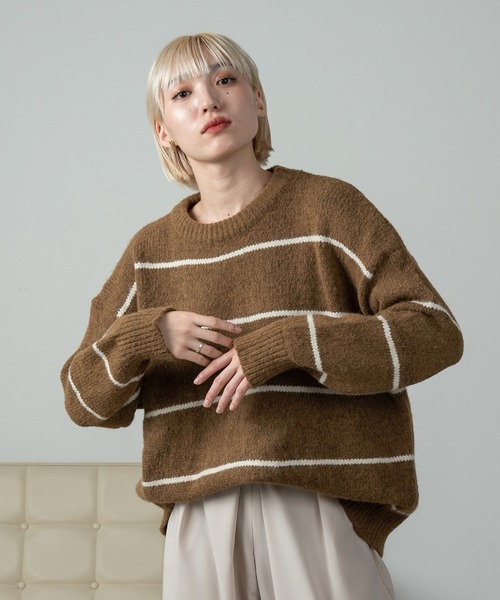 lawgy（ラウジー）の「bi color thin border knit / バイカラースィン