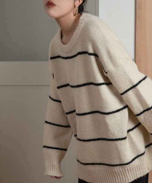 lawgy（ラウジー）の「bi color thin border knit / バイカラースィン