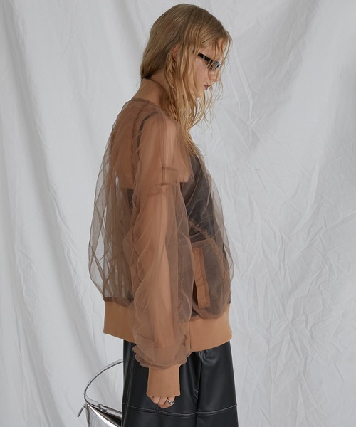 PRANK PROJECT(プランクプロジェクト)の「チュールボンバージャケット / Tulle Bomber Jacket(ブルゾン・レディース・ブラック/ベージュ/ホワイト・FREE)」の15枚目の写真