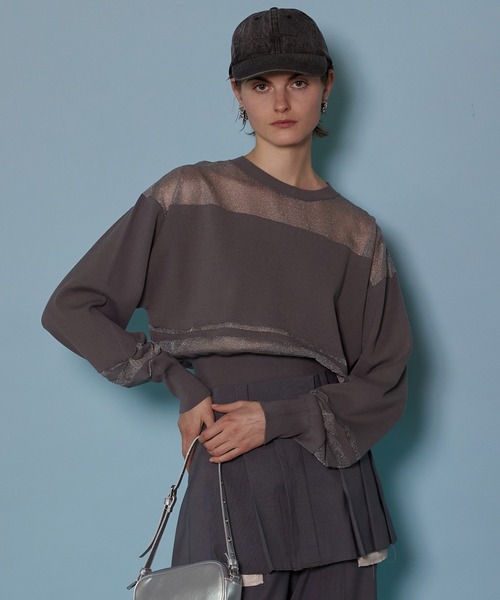 MAISON SPECIAL(メゾンスペシャル)の「Sheer Border Knit/シアーボーダーニット【MAISON SPECIAL/メゾンスペシャル】(ニット/セーター・レディース・グレー/ブラック/ピンク・FREE)」の1枚目の写真