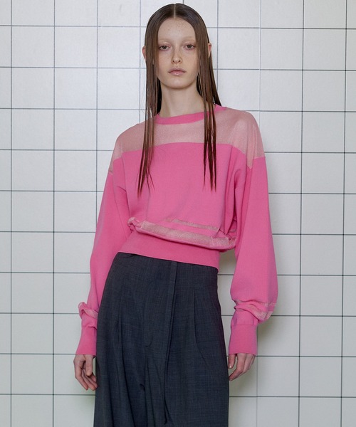 MAISON SPECIAL(メゾンスペシャル)の「Sheer Border Knit/シアーボーダーニット【MAISON SPECIAL/メゾンスペシャル】(ニット/セーター・レディース・グレー/ブラック/ピンク・FREE)」の3枚目の写真