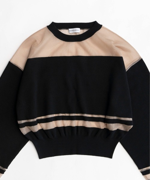 MAISON SPECIAL(メゾンスペシャル)の「Sheer Border Knit/シアーボーダーニット【MAISON SPECIAL/メゾンスペシャル】(ニット/セーター・レディース・グレー/ブラック/ピンク・FREE)」の17枚目の写真