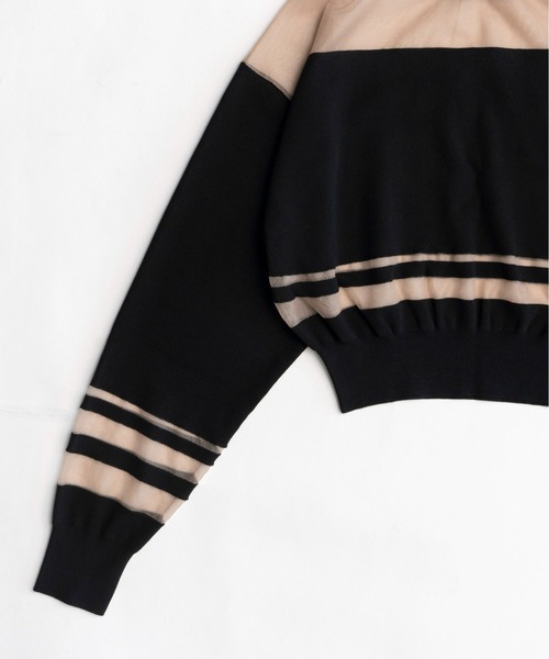 MAISON SPECIAL(メゾンスペシャル)の「Sheer Border Knit/シアーボーダーニット【MAISON SPECIAL/メゾンスペシャル】(ニット/セーター・レディース・グレー/ブラック/ピンク・FREE)」の18枚目の写真