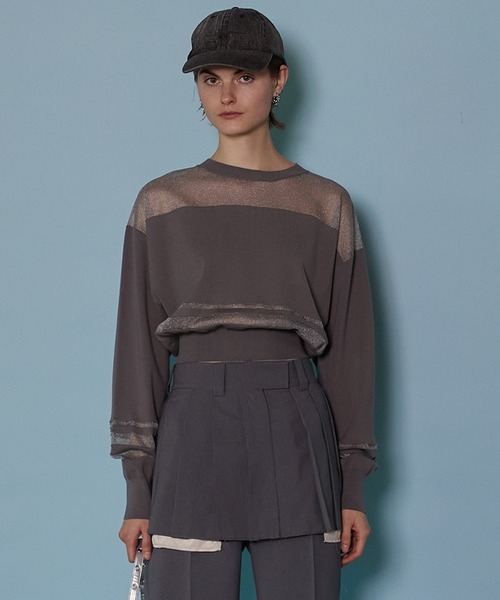 MAISON SPECIAL(メゾンスペシャル)の「Sheer Border Knit/シアーボーダーニット【MAISON SPECIAL/メゾンスペシャル】(ニット/セーター・レディース・グレー/ブラック/ピンク・FREE)」の12枚目の写真