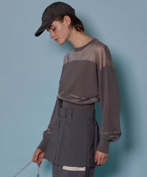MAISON SPECIAL(メゾンスペシャル)の「Sheer Border Knit/シアーボーダーニット【MAISON SPECIAL/メゾンスペシャル】(ニット/セーター・レディース・グレー/ブラック/ピンク・FREE)」の13枚目の写真