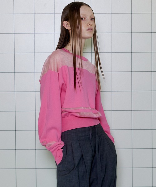 MAISON SPECIAL(メゾンスペシャル)の「Sheer Border Knit/シアーボーダーニット【MAISON SPECIAL/メゾンスペシャル】(ニット/セーター・レディース・グレー/ブラック/ピンク・FREE)」の10枚目の写真