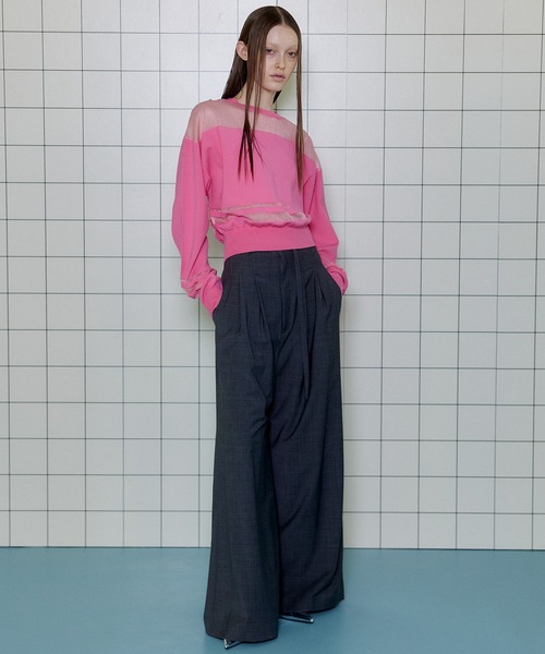 MAISON SPECIAL(メゾンスペシャル)の「Sheer Border Knit/シアーボーダーニット【MAISON SPECIAL/メゾンスペシャル】(ニット/セーター・レディース・グレー/ブラック/ピンク・FREE)」の4枚目の写真