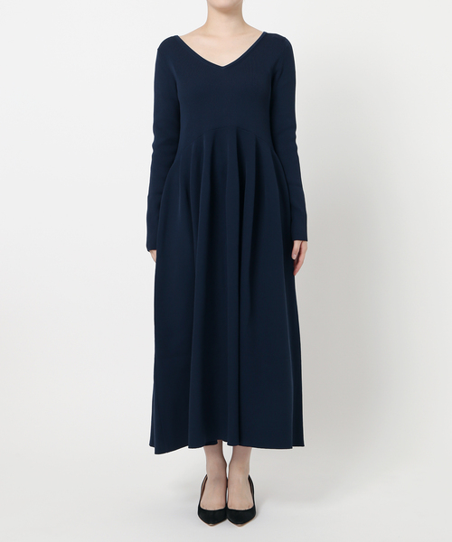 ヴェルメイユパーイエナ　シャツフレアロングワンピース　ネイビー　近年モデル VERMEIL par iena（ヴェルメイユパーイエナ）の「ドルマンスリーブ