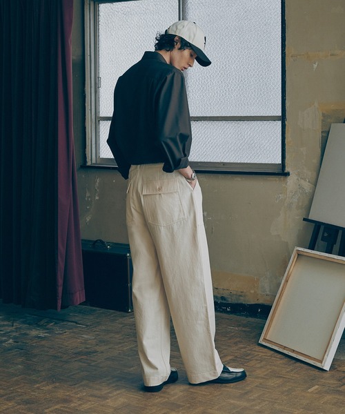 Bleme(ブレム)の「ミリタリーワイド ベイカーパンツ/ファティーグパンツ ウエスト調整付(その他パンツ・メンズ・オフホワイト/ブラック/カーキ・L/M/S/XL)」の22枚目の写真