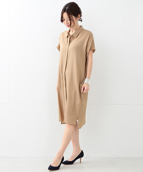 Demi-Luxe BEAMS（デミルクス ビームス）の「Demi-Luxe BEAMS / とろみドルマンワンピース（ワンピース・レディース・ベージュ/ネイビー・36/38）」の18枚目の写真