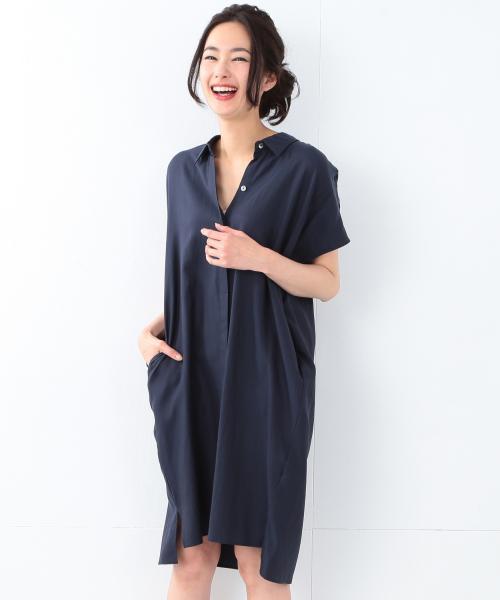 Demi-Luxe BEAMS（デミルクス ビームス）の「Demi-Luxe BEAMS / とろみドルマンワンピース（ワンピース・レディース・ベージュ/ネイビー・36/38）」の3枚目の写真