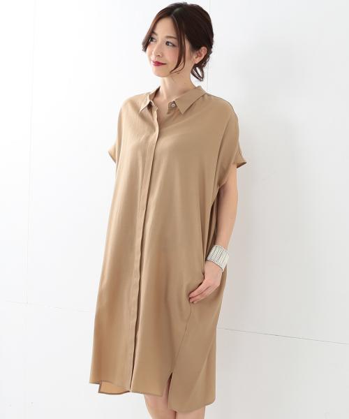 Demi-Luxe BEAMS（デミルクス ビームス）の「Demi-Luxe BEAMS / とろみドルマンワンピース（ワンピース・レディース・ベージュ/ネイビー・36/38）」の4枚目の写真