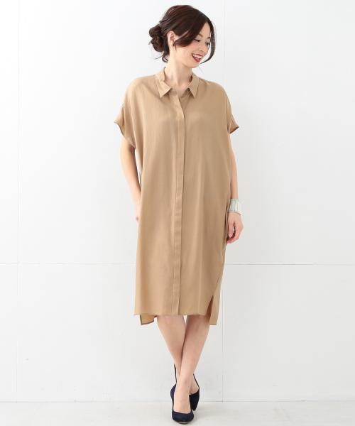 Demi-Luxe BEAMS（デミルクス ビームス）の「Demi-Luxe BEAMS / とろみドルマンワンピース（ワンピース・レディース・ベージュ/ネイビー・36/38）」の8枚目の写真