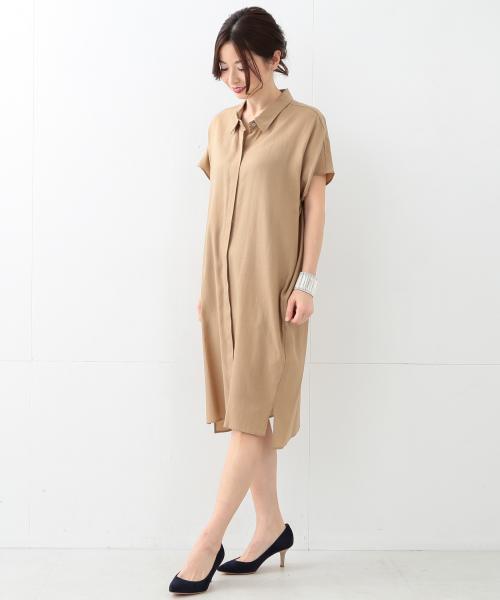 Demi-Luxe BEAMS（デミルクス ビームス）の「Demi-Luxe BEAMS / とろみドルマンワンピース（ワンピース・レディース・ベージュ/ネイビー・36/38）」の9枚目の写真