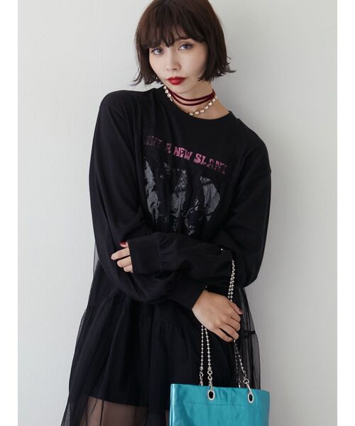 jouetie(ジュエティ)の「チュールレイヤードワンピース(ワンピース・レディース・ブラック/ブルー/オフホワイト・MEDIUM)」の7枚目の写真