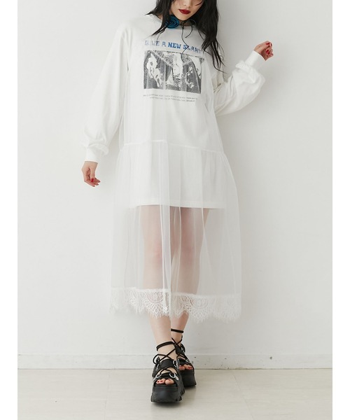 jouetie(ジュエティ)の「チュールレイヤードワンピース(ワンピース・レディース・ブラック/ブルー/オフホワイト・MEDIUM)」の2枚目の写真