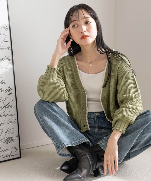 LOWRYS FARM(ローリーズファーム)の「ハイショクショートカーディガンLS 971142(カーディガン/ボレロ・レディース・カーキ/アイボリー/ブラック/オフホワイト・FREE)」の19枚目の写真