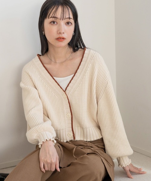 LOWRYS FARM(ローリーズファーム)の「ハイショクショートカーディガンLS 971142(カーディガン/ボレロ・レディース・カーキ/アイボリー/ブラック/オフホワイト・FREE)」の7枚目の写真