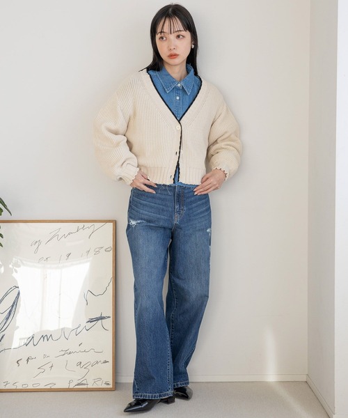 LOWRYS FARM(ローリーズファーム)の「ハイショクショートカーディガンLS 971142(カーディガン/ボレロ・レディース・カーキ/アイボリー/ブラック/オフホワイト・FREE)」の21枚目の写真